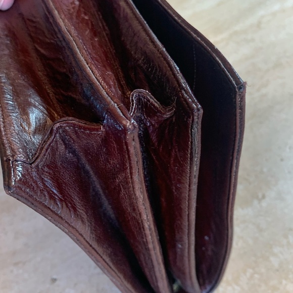 GENUINE EEL Brown Flap Clutch, 2 sections, pockets, detachable strap. Pristine! - Picture 12 of 17